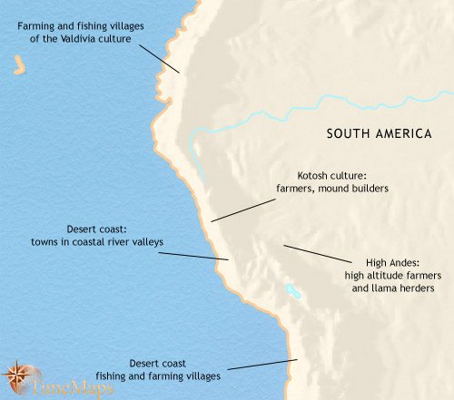 Map of Peru, Ecuador and Bolivia at 1500BCE