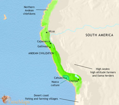 Map of Peru, Ecuador and Bolivia at 30BCE