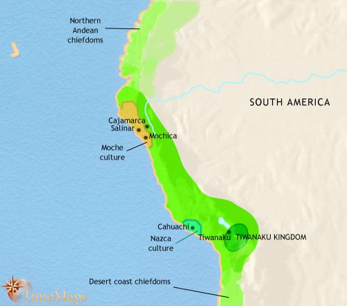 Map of Peru, Ecuador and Bolivia at 500CE