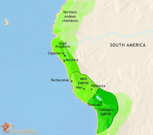 Map of Peru, Ecuador and Bolivia at 750CE