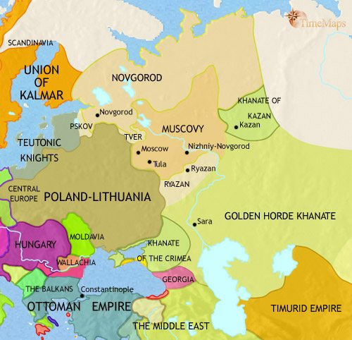 Map of Russia at 1453CE