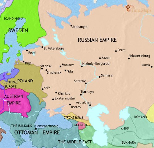Map of Russia at 1789CE