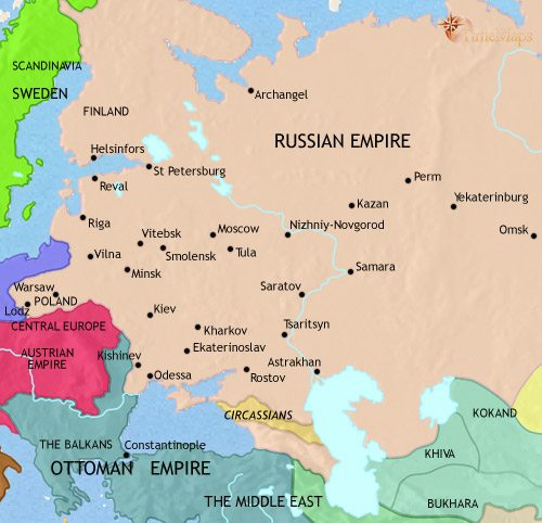 Map of Russia at 1837CE