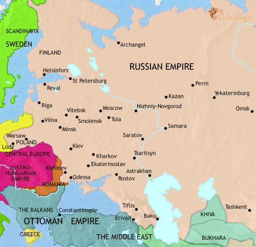 Map of Russia at 1871CE