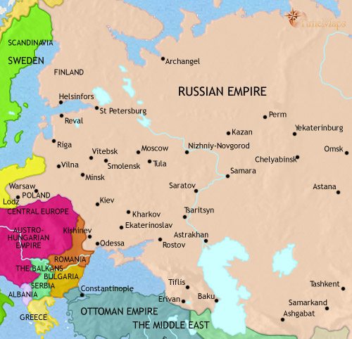 Map of Russia at 1914CE