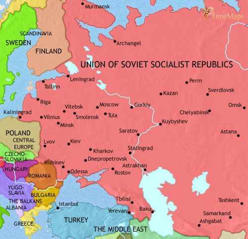 Map of Russia at 1960CE
