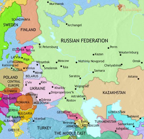 Map of Russia at 2005CE