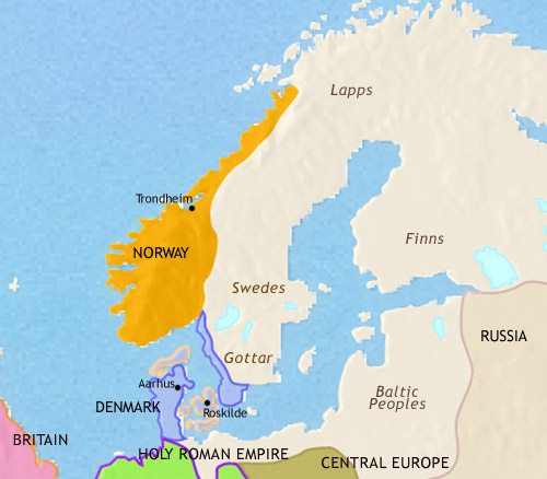 Map of Scandinavia at 979CE
