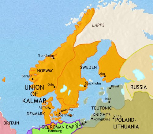 Map of Scandinavia at 1453CE
