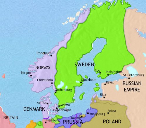 Map of Scandinavia at 1789CE