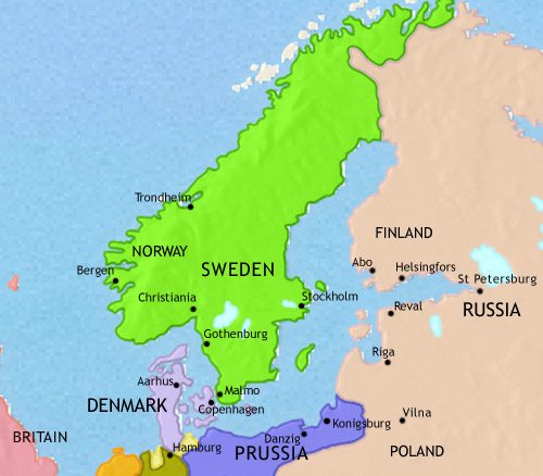 Map of Scandinavia at 1837CE