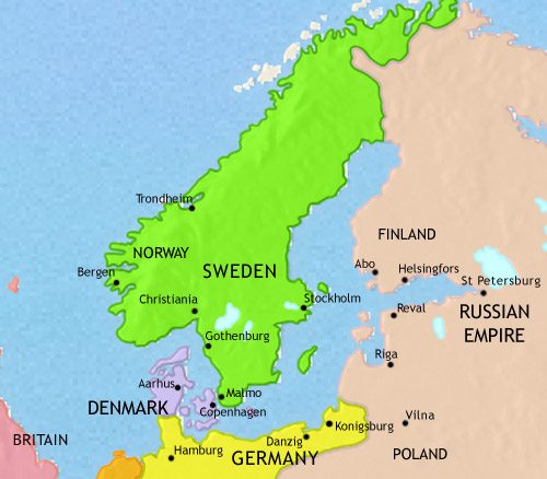 Map of Scandinavia at 1871CE