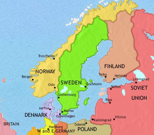 Map of Scandinavia at 1960CE