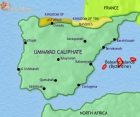 Map of Spain and Portugal at 750CE