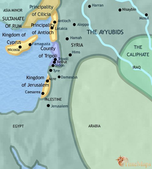Map of Syria at 1215CE