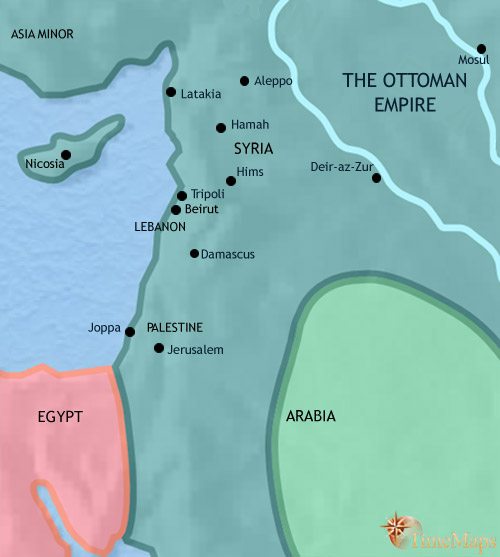 Map of Syria at 1914CE