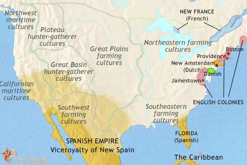 Map of The USA at 1648CE