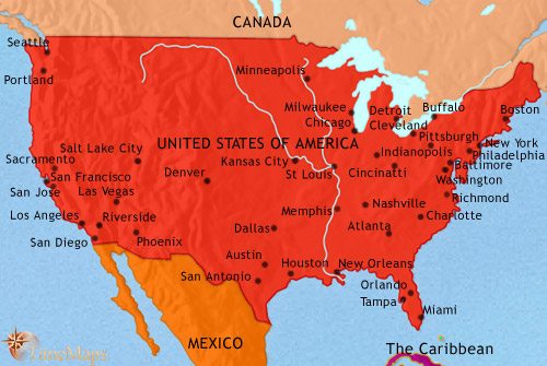 Map of The USA at 2005CE