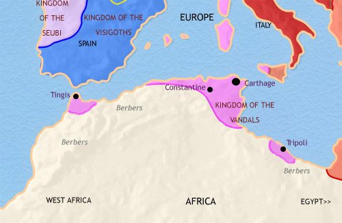 Map of North Africa at 500CE