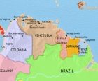 Map of Venezuela, Colombia and the Guianas at 1960CE