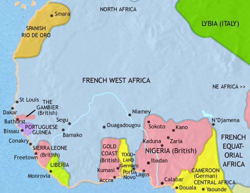 Map of West Africa at 1914CE
