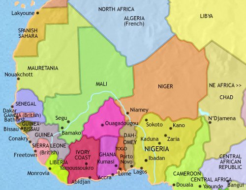 Map of West Africa at 1960CE