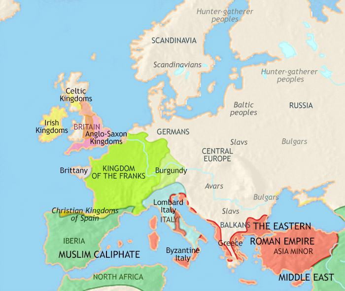 Map of Europe at 750CE