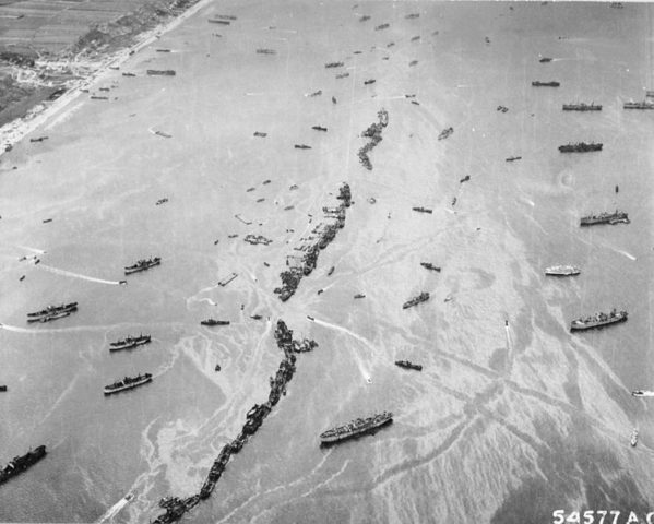 Omaha beach-American Liberty ships-13 Liberty ships