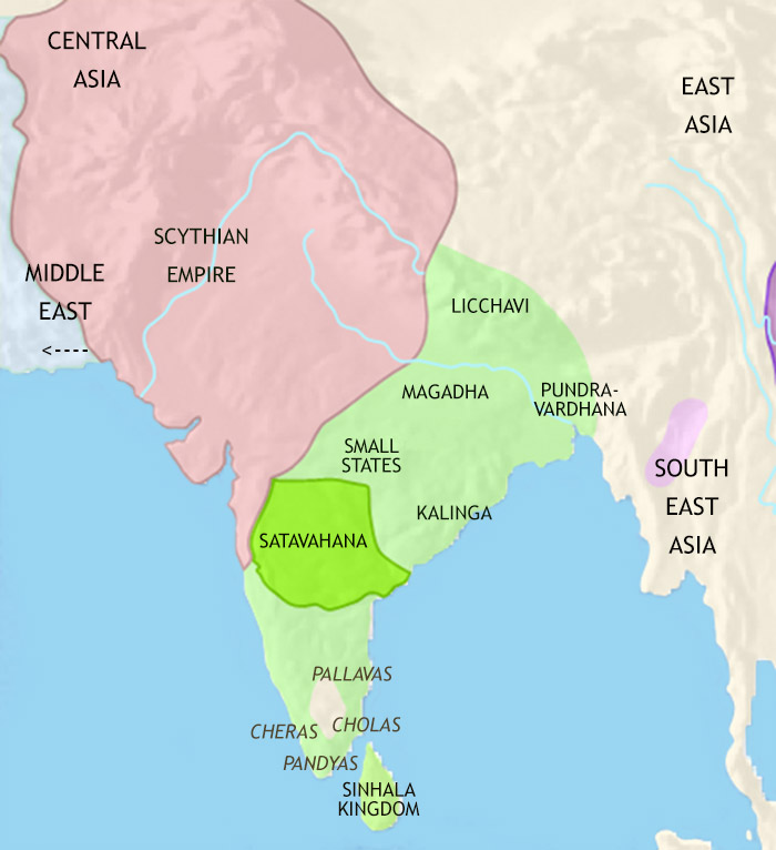 Map of India and South Asia at 30BCE