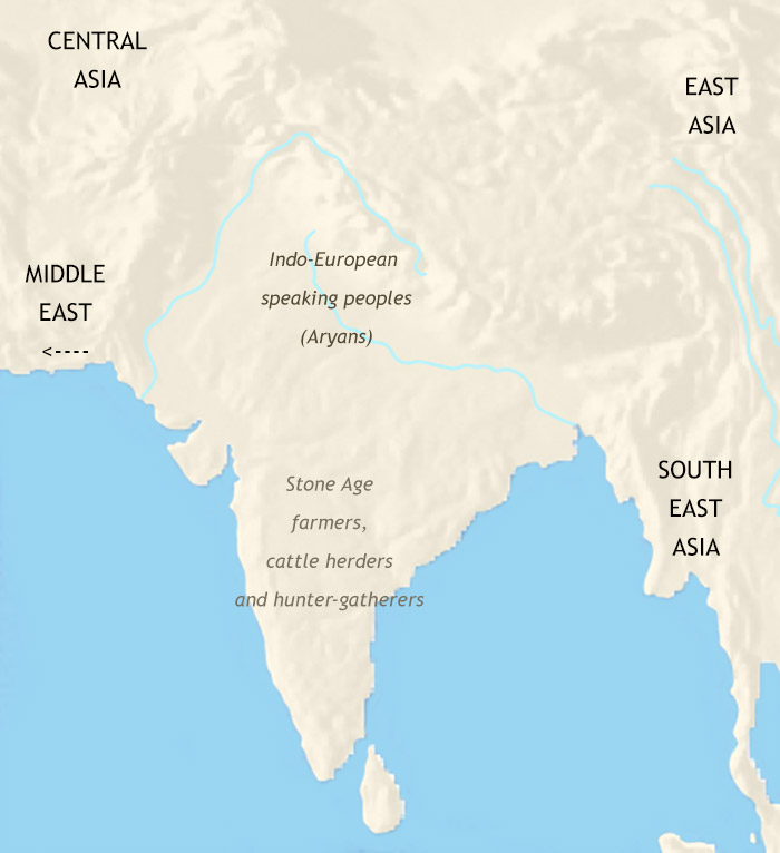 Map of India and South Asia at 1000BCE