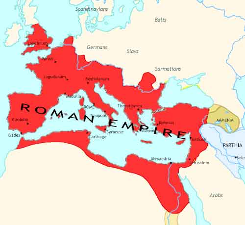 Map of Rise and Fall at 180CE