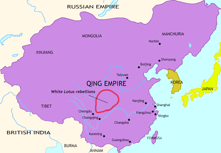 Map of The Last Century of Imperial China at 1815CE